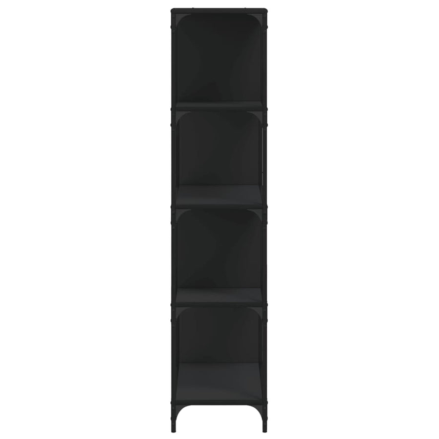 Boekenkast 4-Laags 139X33,5X149 Cm Bewerkt Hout Zwart
