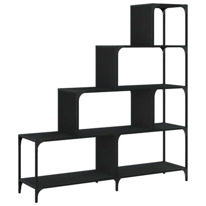 Boekenkast 4-Laags 139X33,5X149 Cm Bewerkt Hout Zwart