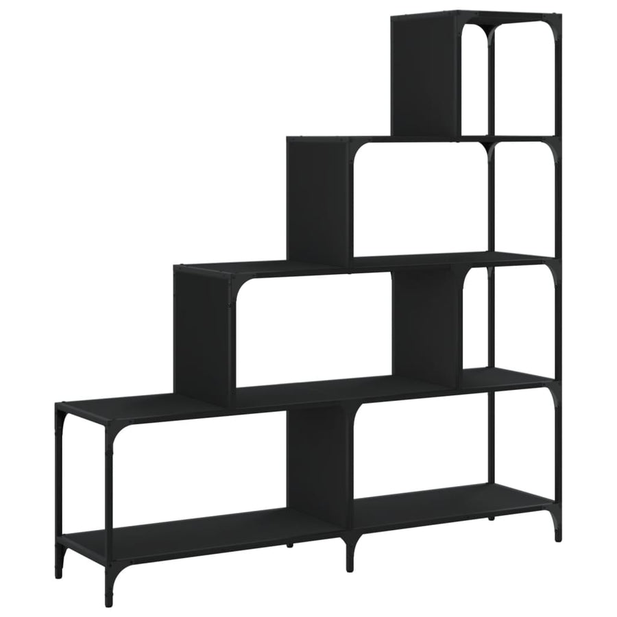 Boekenkast 4-Laags 139X33,5X149 Cm Bewerkt Hout Zwart
