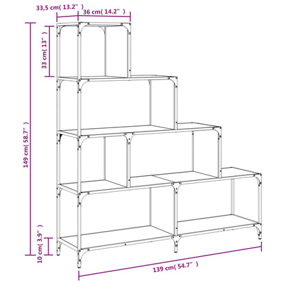 Boekenkast 4-Laags 139X33,5X149 Cm Bewerkt Hout Zwart