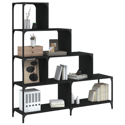 Boekenkast 4-Laags 139X33,5X149 Cm Bewerkt Hout Zwart