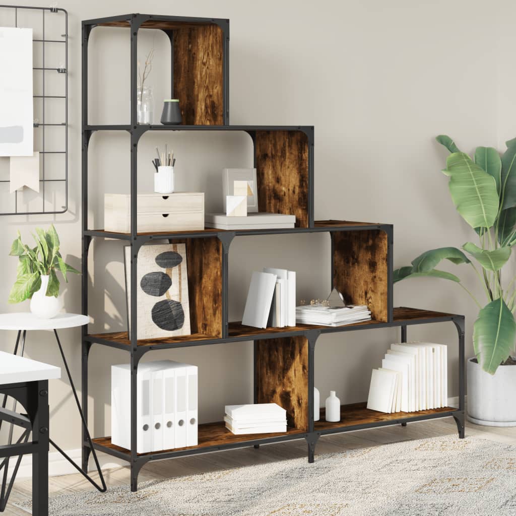 Boekenkast 4-Laags 139X33,5X149 Cm Bewerkt Hout Gerookt eiken