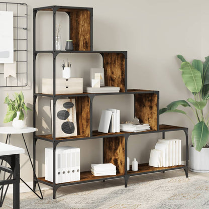 Boekenkast 4-Laags 139X33,5X149 Cm Bewerkt Hout Gerookt eiken