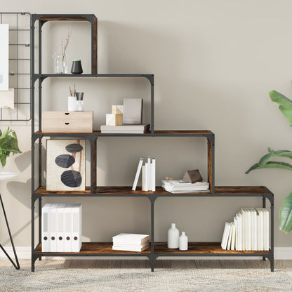 Boekenkast 4-Laags 139X33,5X149 Cm Bewerkt Hout Gerookt eiken