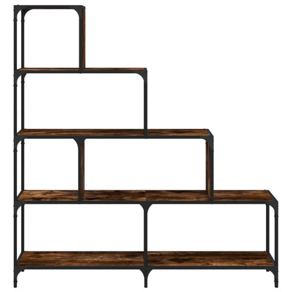 Boekenkast 4-Laags 139X33,5X149 Cm Bewerkt Hout Gerookt eiken