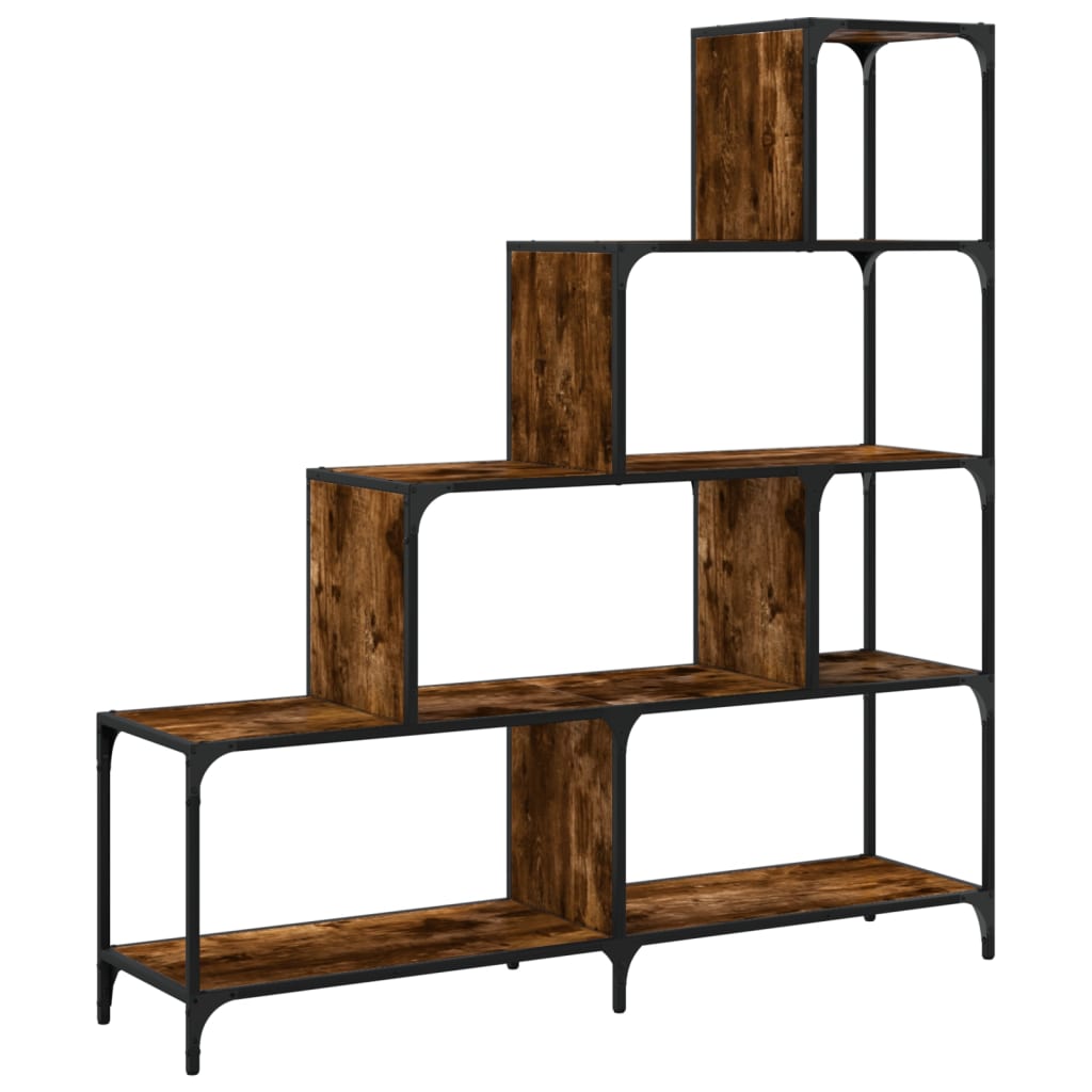 Boekenkast 4-Laags 139X33,5X149 Cm Bewerkt Hout Gerookt eiken