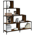Boekenkast 149x139x33,5 cm 4 niveaus bewerkt hout gerookt eiken