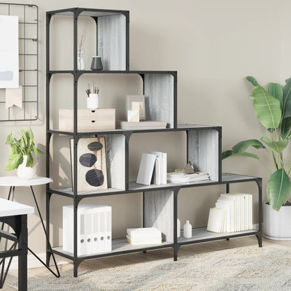 Boekenkast 4-Laags 139X33,5X149 Cm Bewerkt Hout Grijs Sonoma