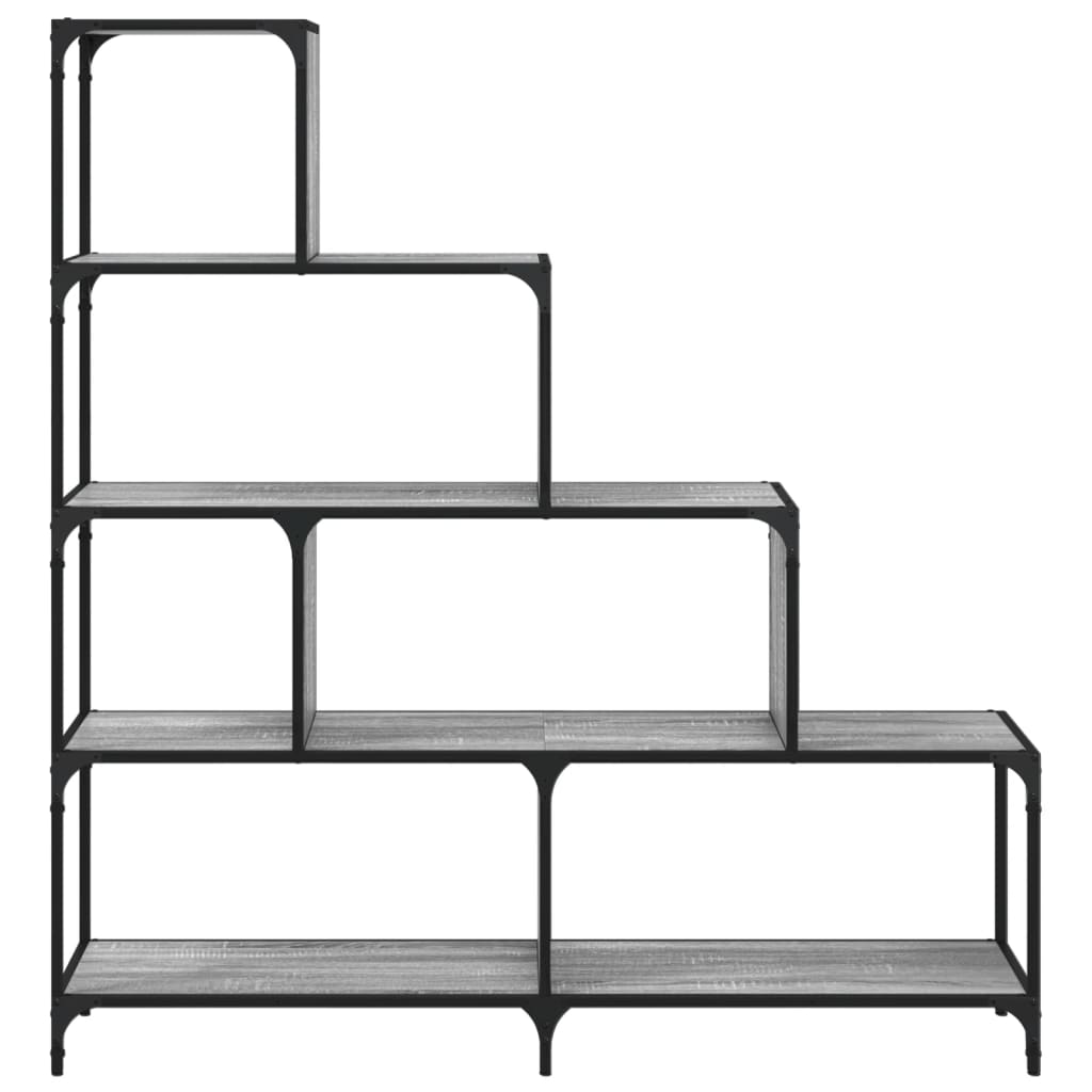 Boekenkast 4-Laags 139X33,5X149 Cm Bewerkt Hout Grijs Sonoma