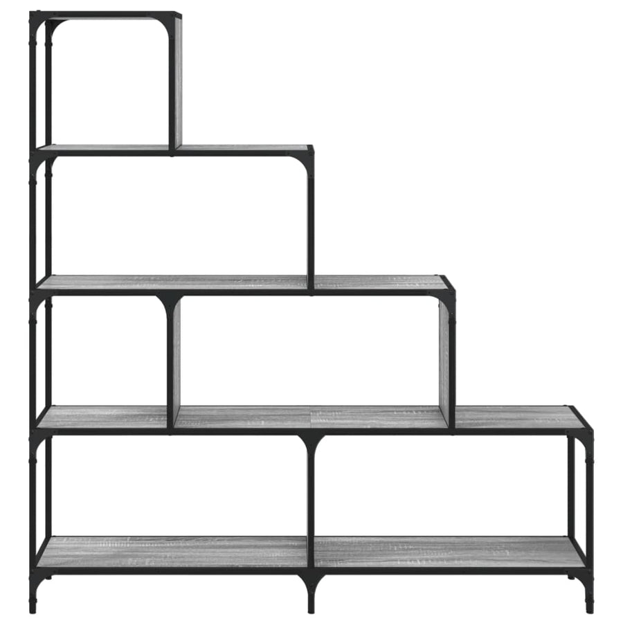 Boekenkast 4-Laags 139X33,5X149 Cm Bewerkt Hout Grijs Sonoma