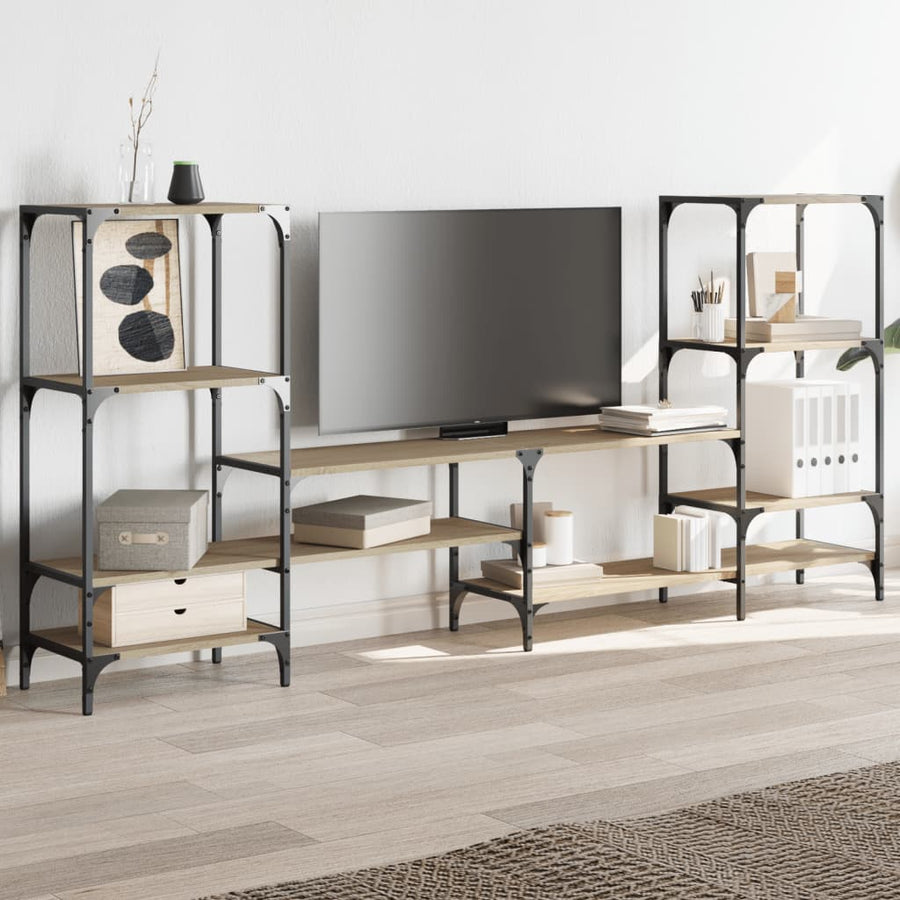 Tv-Meubel 206,5X28,5X95 Cm Bewerkt Hout Sonoma Eikenkleurig