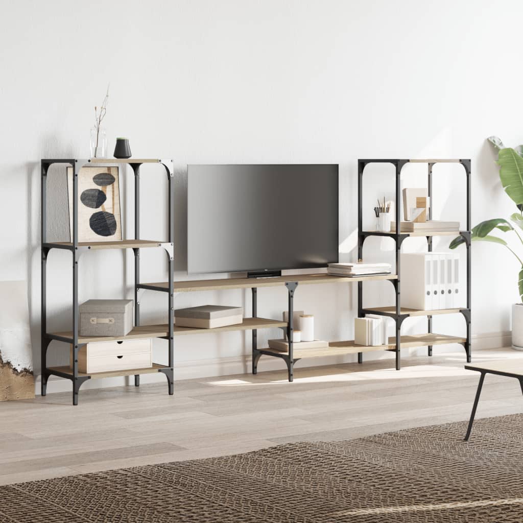 Tv-Meubel 206,5X28,5X95 Cm Bewerkt Hout Sonoma Eikenkleurig