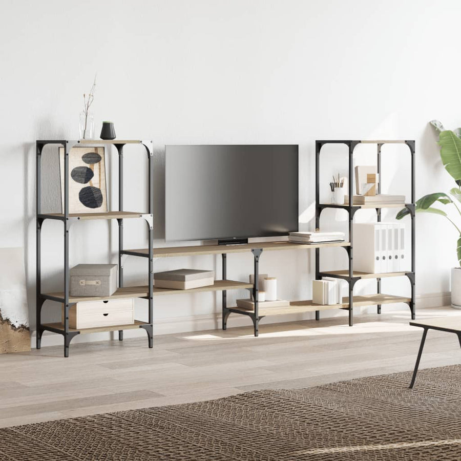 Tv-Meubel 206,5X28,5X95 Cm Bewerkt Hout Sonoma Eikenkleurig