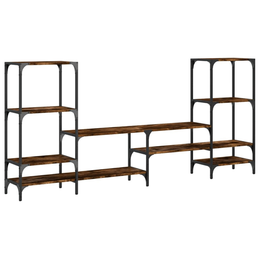 Tv-Meubel 206,5X28,5X95 Cm Bewerkt Hout Gerookt Eikenkleurig