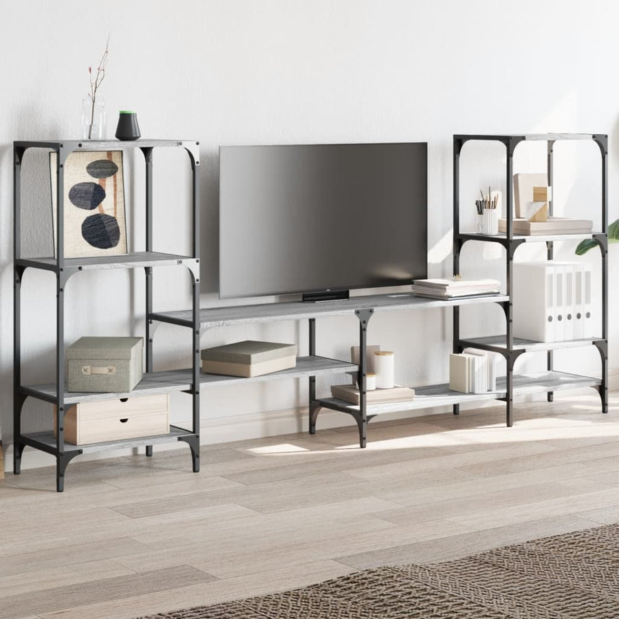 Tv-Meubel 206,5X28,5X95 Cm Bewerkt Hout Grijs Sonoma Eikenkleur