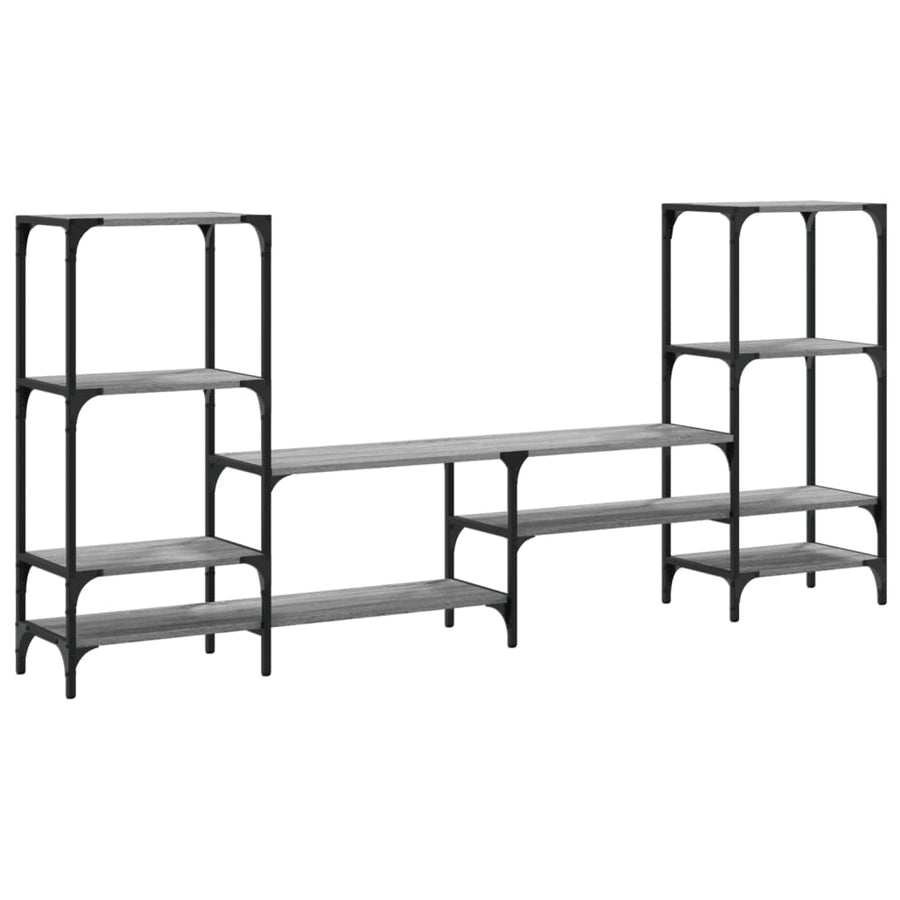 Tv-Meubel 206,5X28,5X95 Cm Bewerkt Hout Grijs Sonoma Eikenkleur