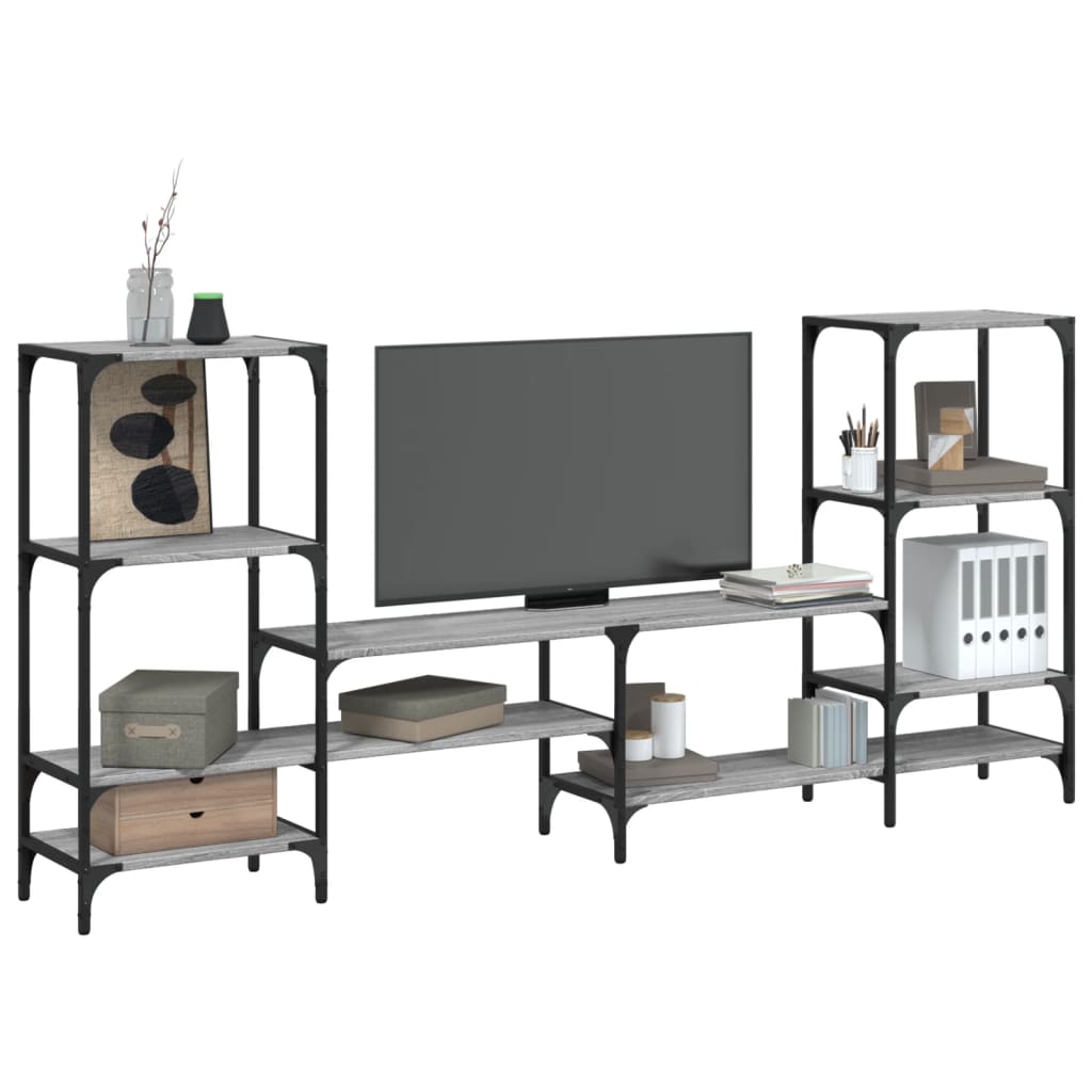 Tv-Meubel 206,5X28,5X95 Cm Bewerkt Hout Grijs Sonoma Eikenkleur