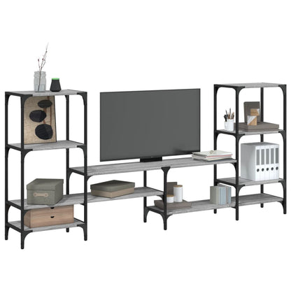 Tv-Meubel 206,5X28,5X95 Cm Bewerkt Hout Grijs Sonoma Eikenkleur
