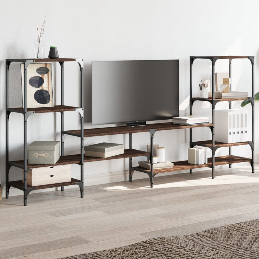 Tv-Meubel 206,5X28,5X95 Cm Bewerkt Hout Bruin Eikenkleurig