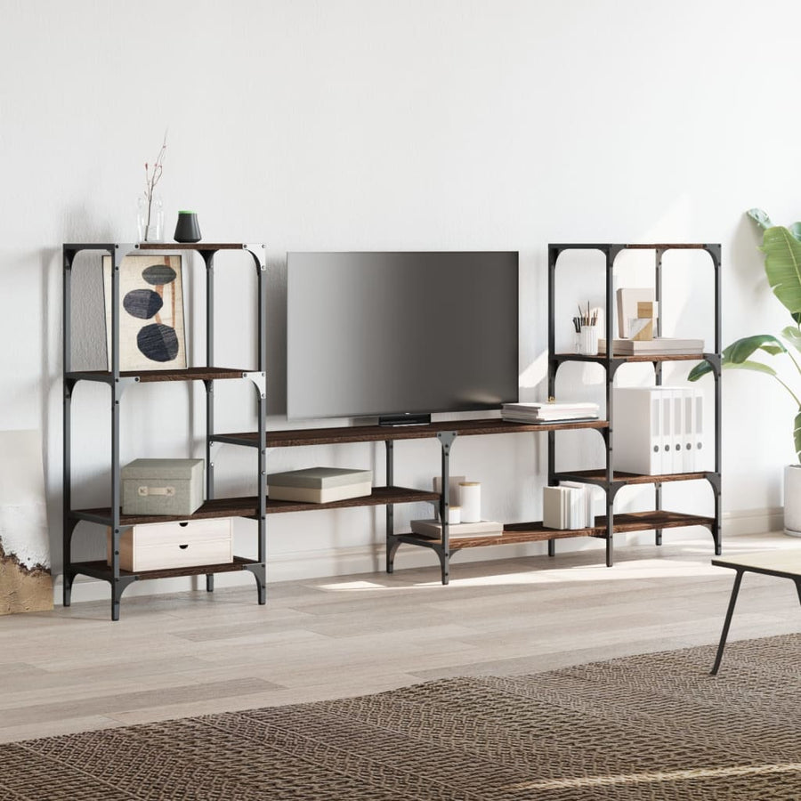 Tv-Meubel 206,5X28,5X95 Cm Bewerkt Hout Bruin Eikenkleurig
