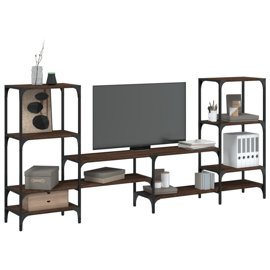 Tv-Meubel 206,5X28,5X95 Cm Bewerkt Hout Bruin Eikenkleurig