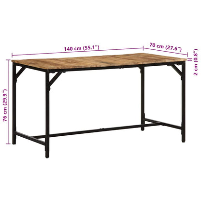 Eettafel 140x70x75 cm massief hout ruw mangohout