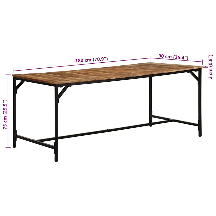 Eettafel 180x90x75 cm massief hout ruw mangohout