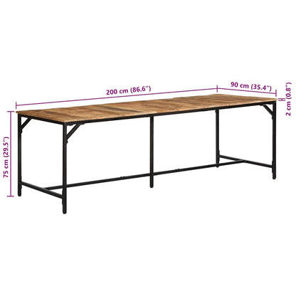 Eettafel 220x90x75 cm massief hout ruw mangohout