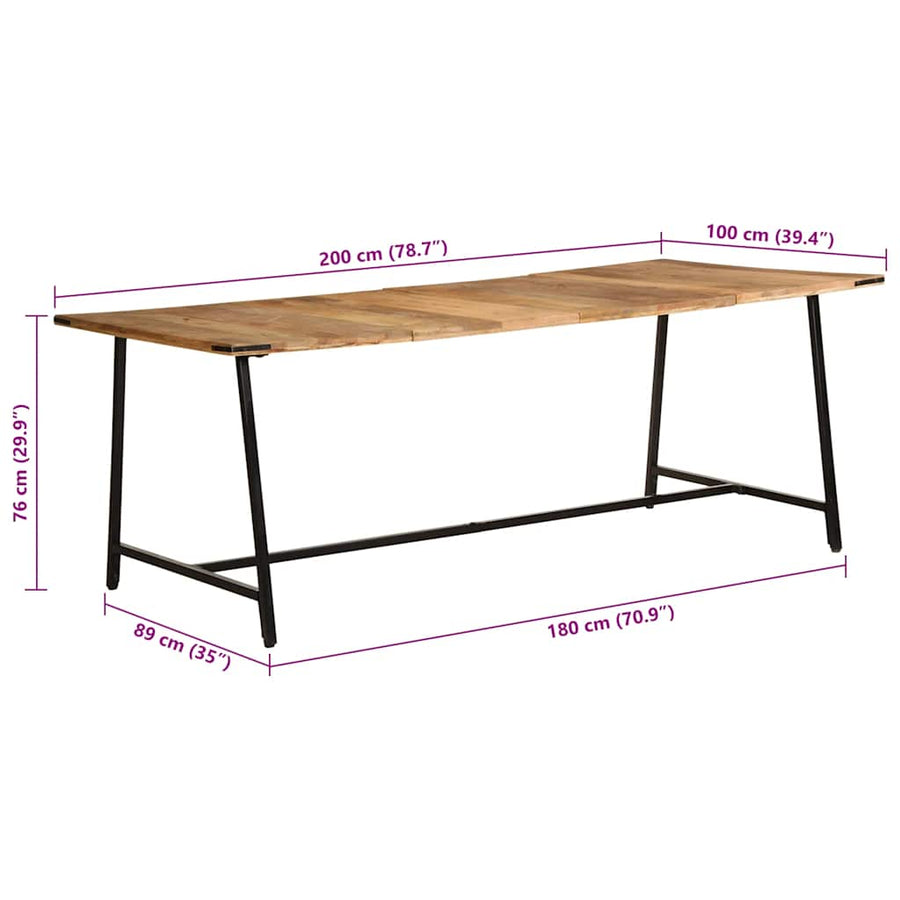 Eettafel 200x100x75 cm massief mangohout