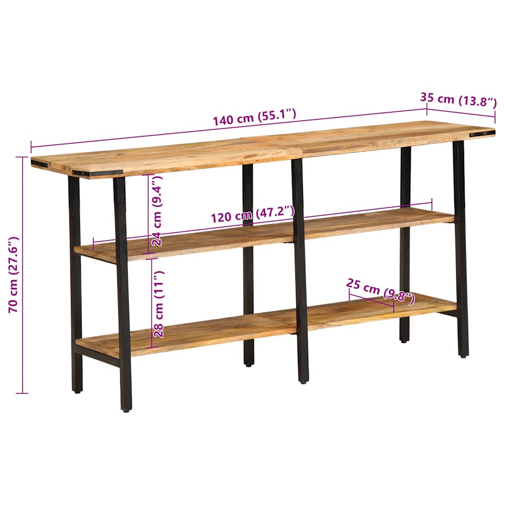 Wandtafel 140x35x70 cm massief mangohout