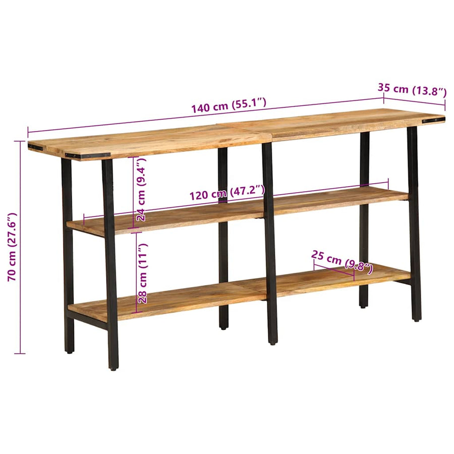 Wandtafel 140x35x70 cm massief mangohout