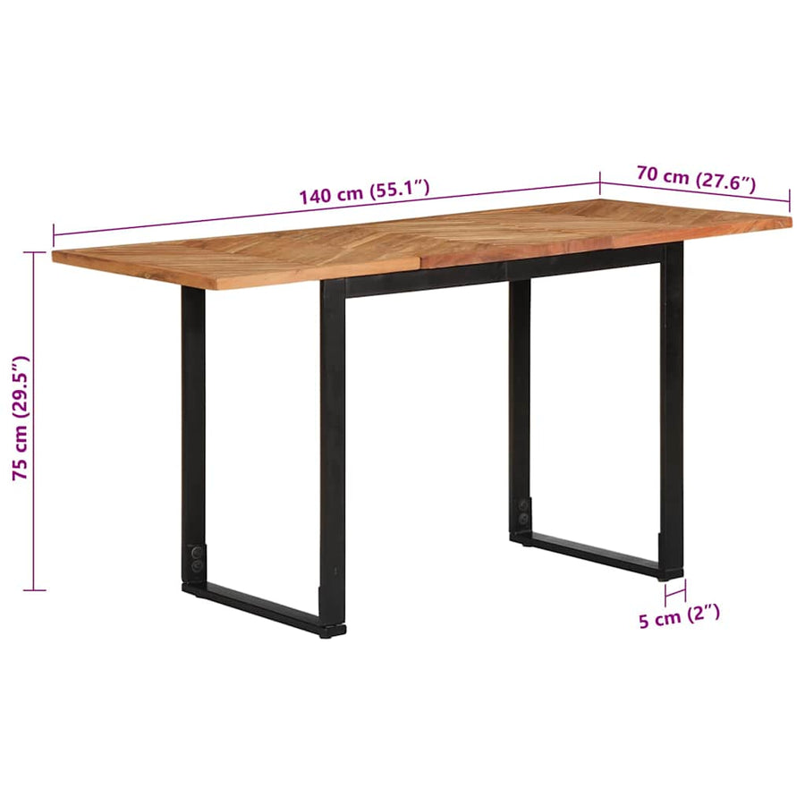 Eettafel 140x70x75 cm massief acaciahout