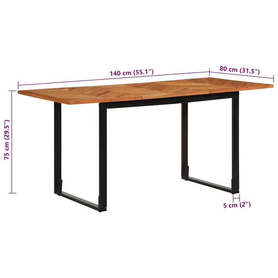 Eettafel 160x80x75 cm massief acaciahout