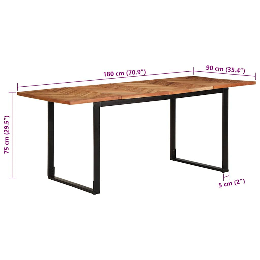 Eettafel 180x90x75 cm massief acaciahout
