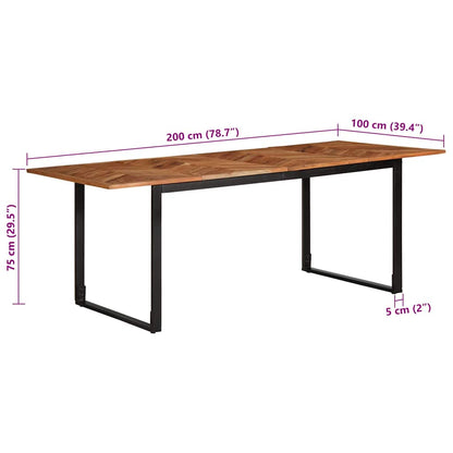 Eettafel 200x100x75 cm massief acaciahout