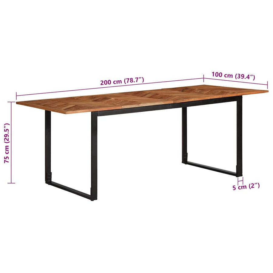 Eettafel 200x100x75 cm massief acaciahout