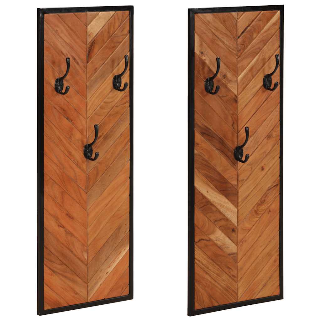 Kapstokken 2 st 35x1x90 cm massief acaciahout