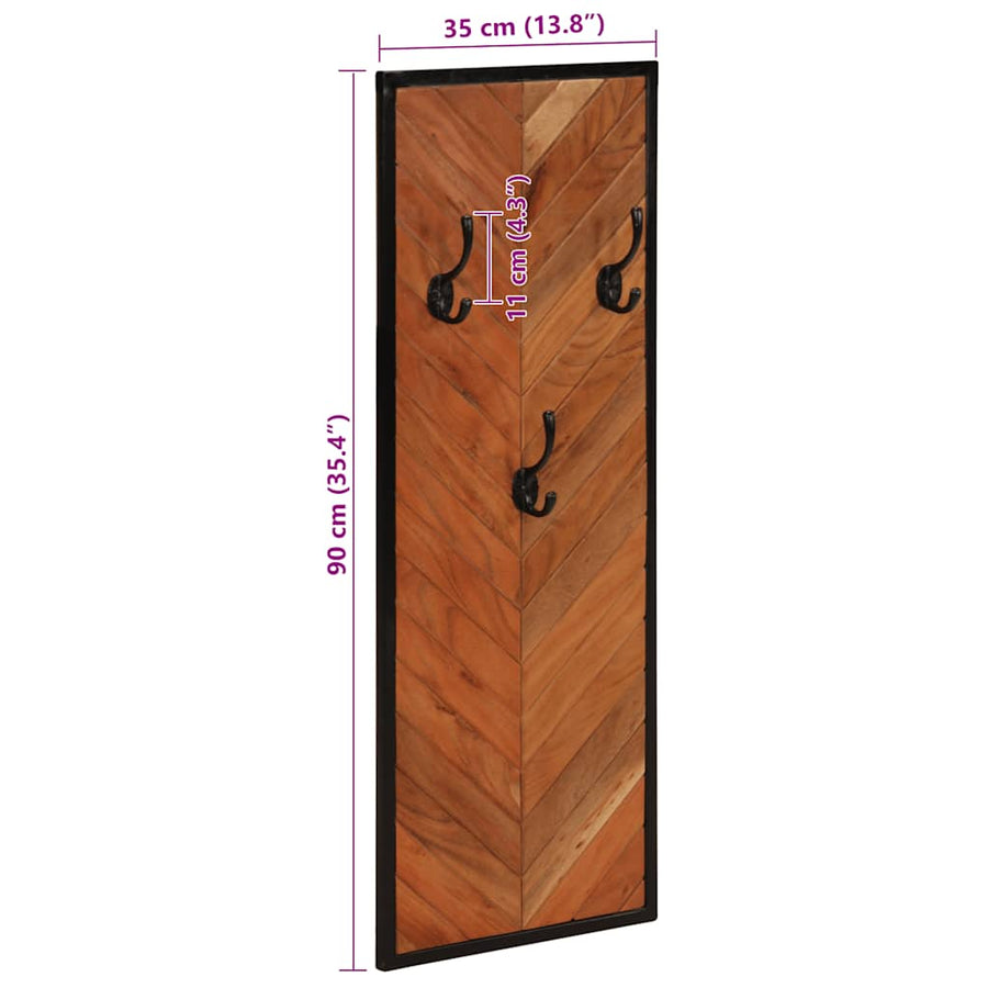 Kapstokken 2 st 35x1x90 cm massief acaciahout