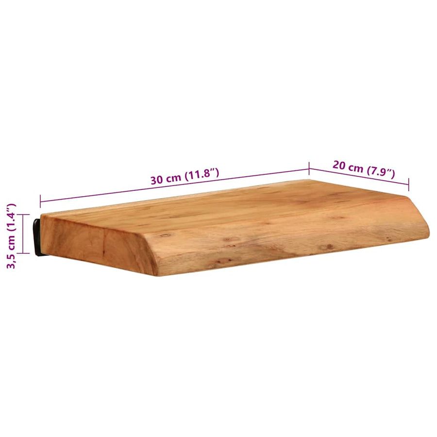 Wandschappen 2 st 30x20x3,5 cm massief acaciahout