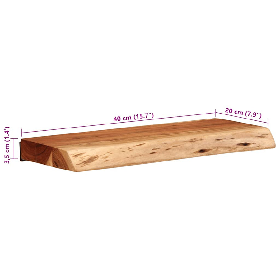 Wandschappen 2 st 40x20x3,5 cm massief acaciahout
