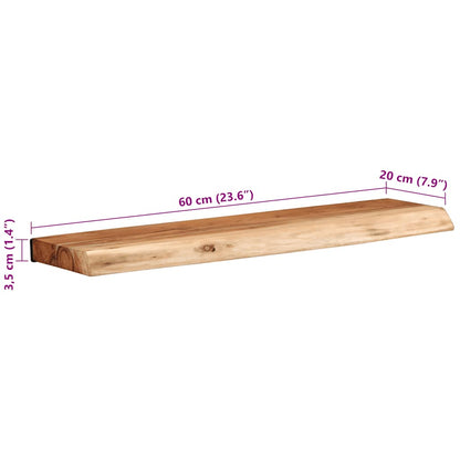 Wandschappen 2 st 60x20x3,5 cm massief acaciahout