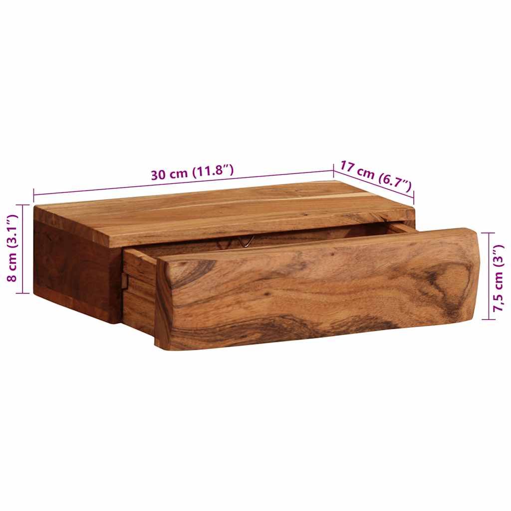 Wandschappen 2 st 30x17x8 cm massief acaciahout