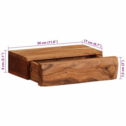 Wandschappen 2 st 30x17x8 cm massief acaciahout