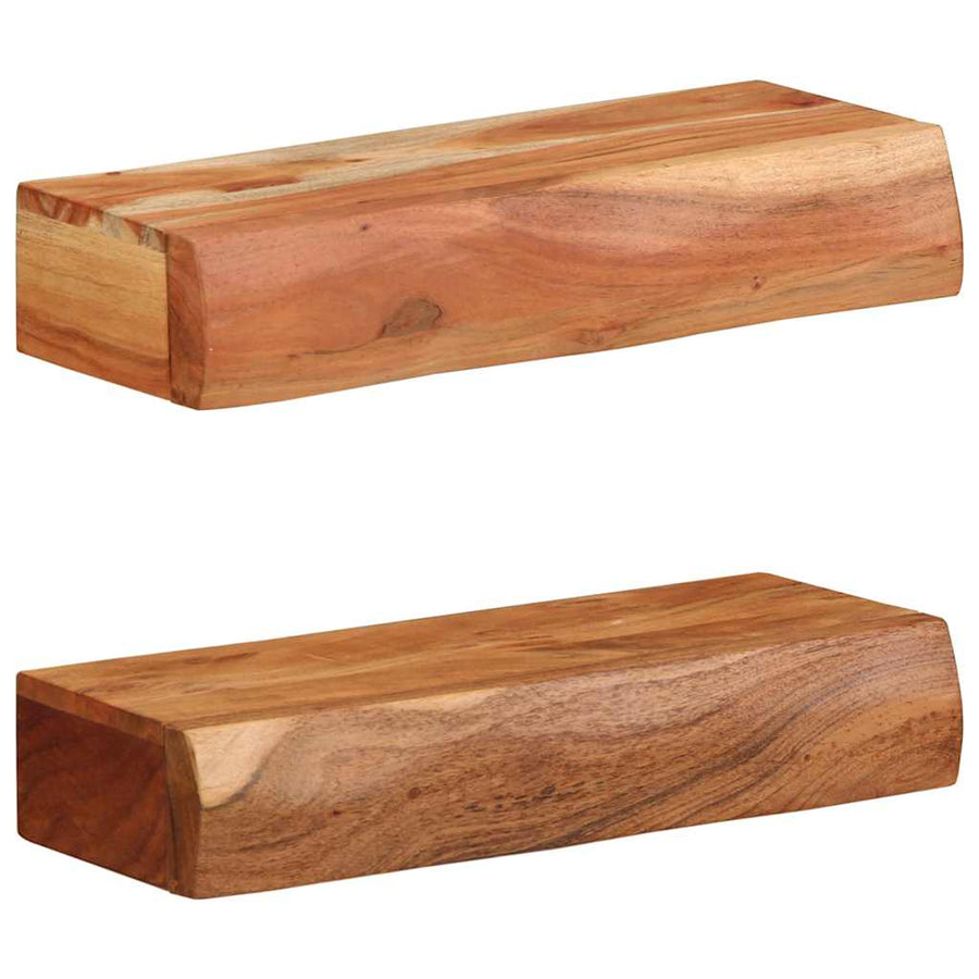 Wandschappen 2 st 40x17x8 cm massief acaciahout