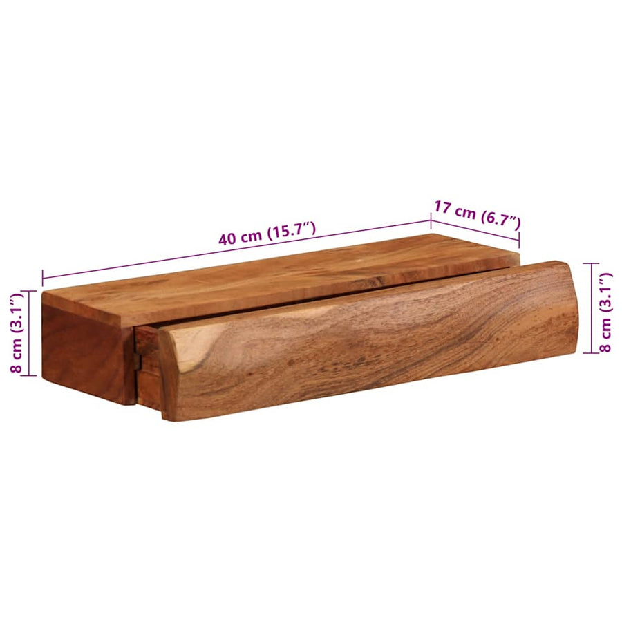 Wandschappen 2 st 40x17x8 cm massief acaciahout