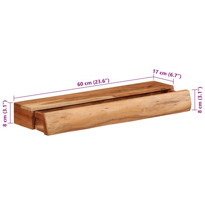Wandschappen 2 st 60x17x8 cm massief acaciahout
