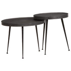 Coffee table 2 pieces Black carved wood
