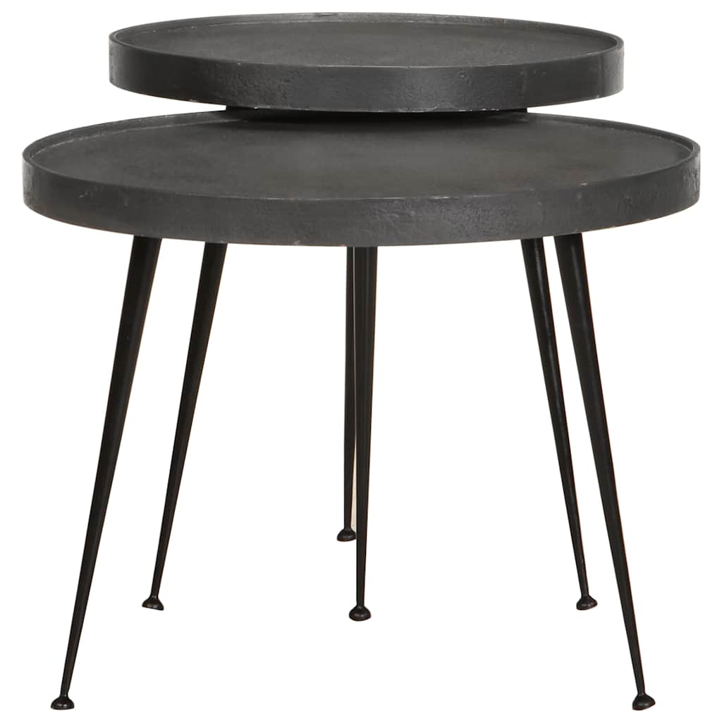 Salontafel 2 stuks Zwart bewerkt hout