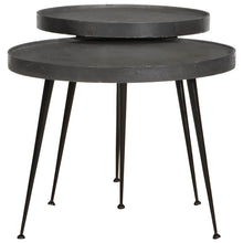 Salontafel 2 stuks Zwart bewerkt hout