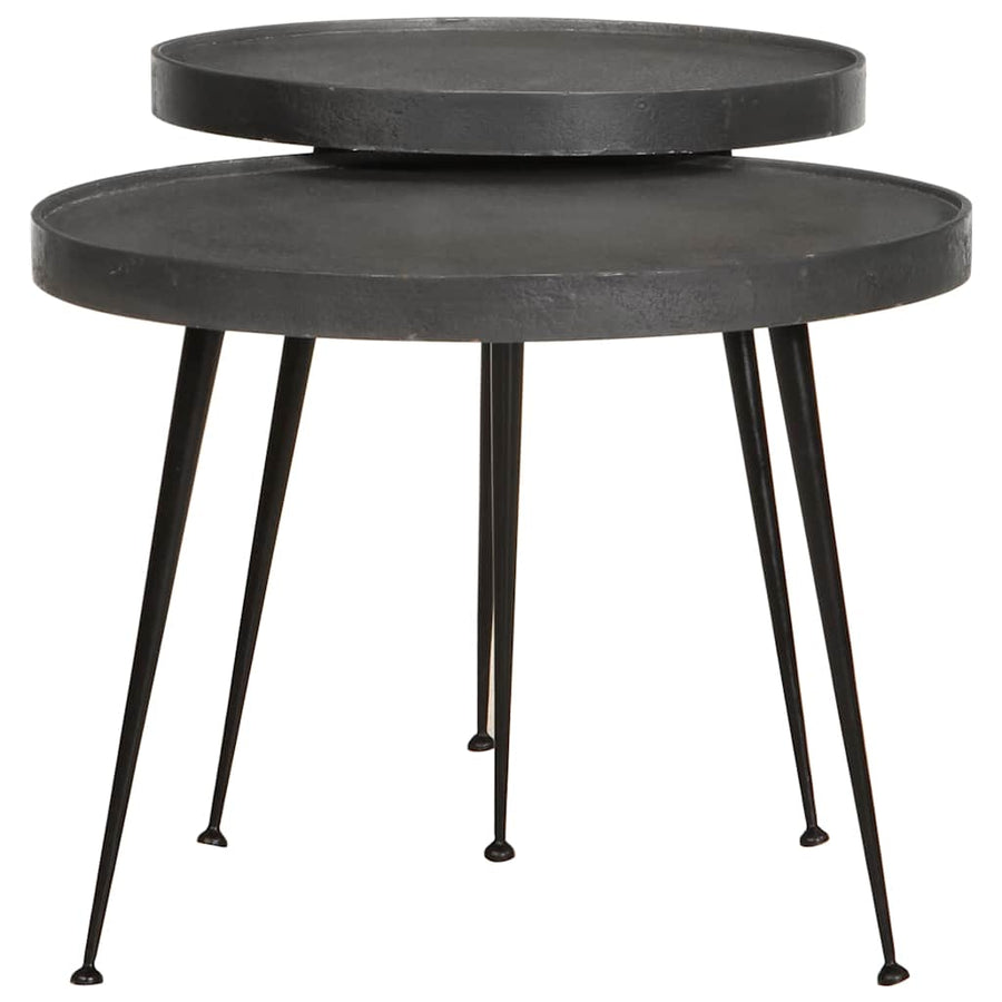 Salontafel 2 stuks Zwart bewerkt hout